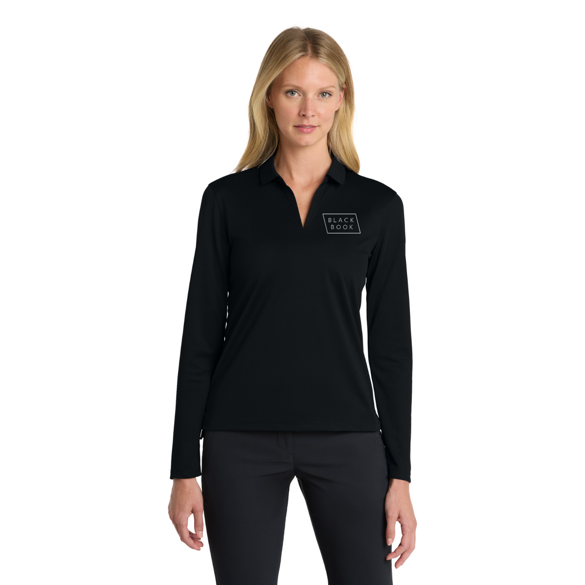 Nike Women's Dri-FIT Micro Pique 2.0 Long Sleeve Polo — model