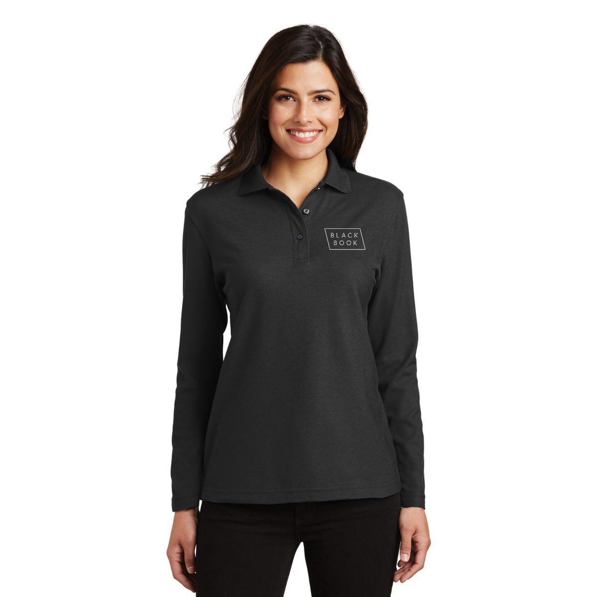 Port Authority Women's Silk Touch Long Sleeve Polo — model