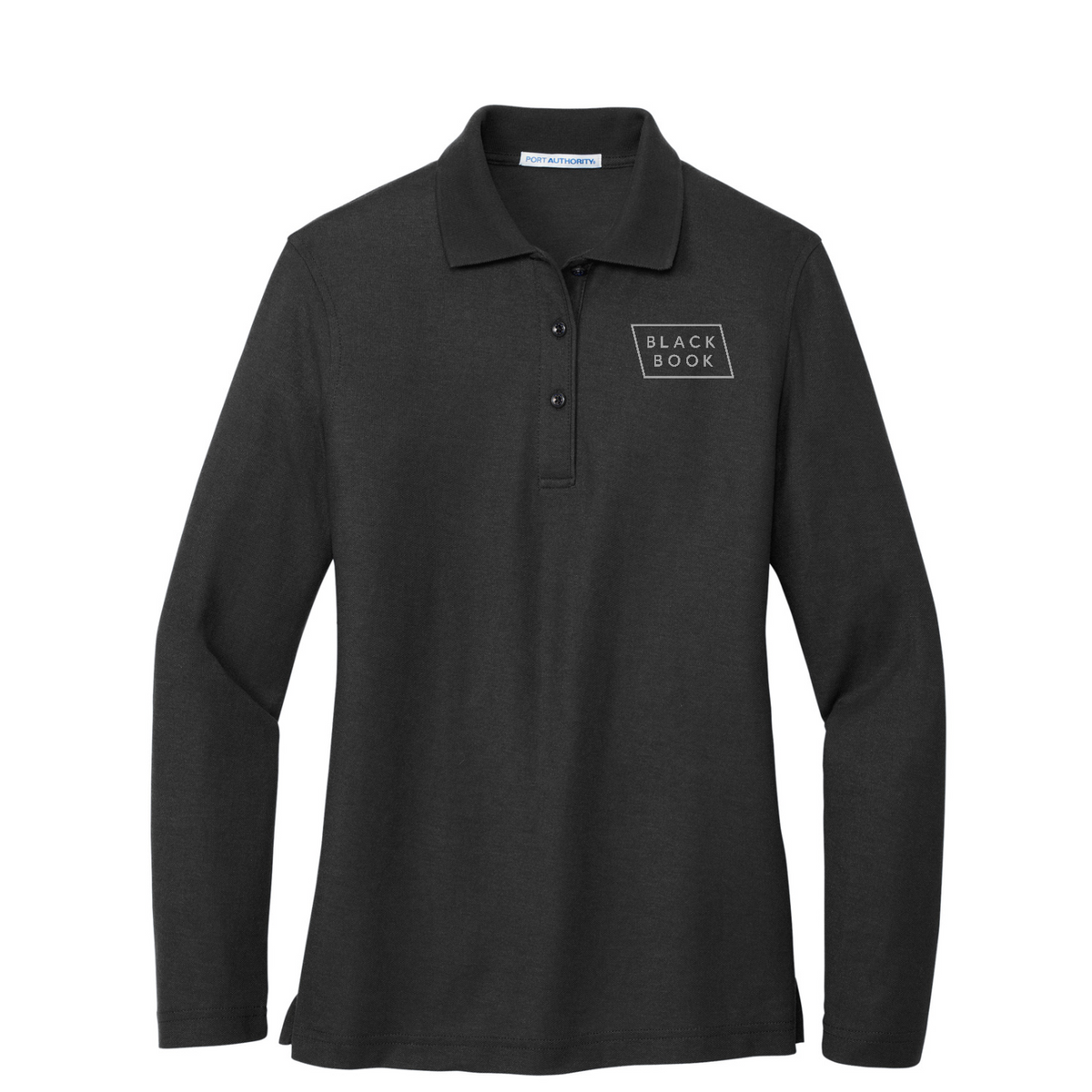 Port Authority Women's Silk Touch Long Sleeve Polo — Black