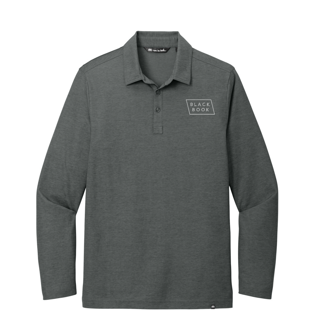 TravisMathew Oceanside Heather Long Sleeve Polo — Black Heather