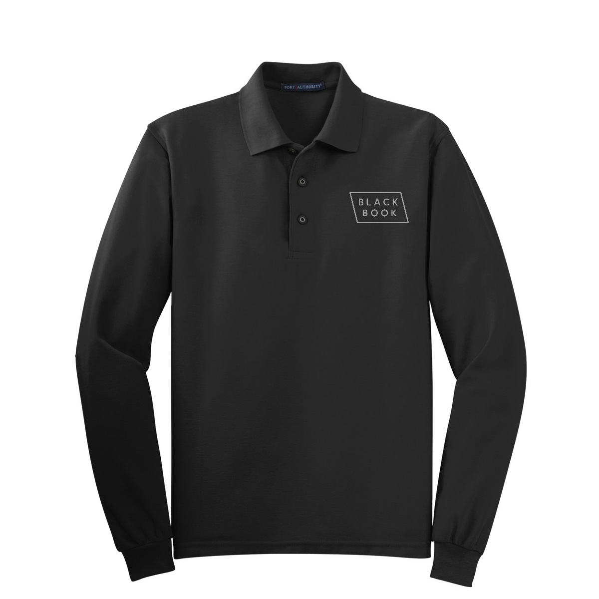Port Authority Silk Touch Long Sleeve Polo — Black